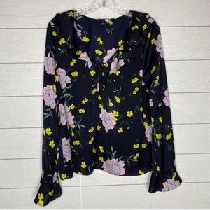 Cupcakes and Cashmere Floral Printed Ruffle Blouse